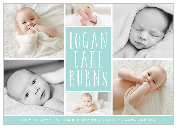 Share your joy with all your friends and loved ones with the Stacked Name Birth Announcement.