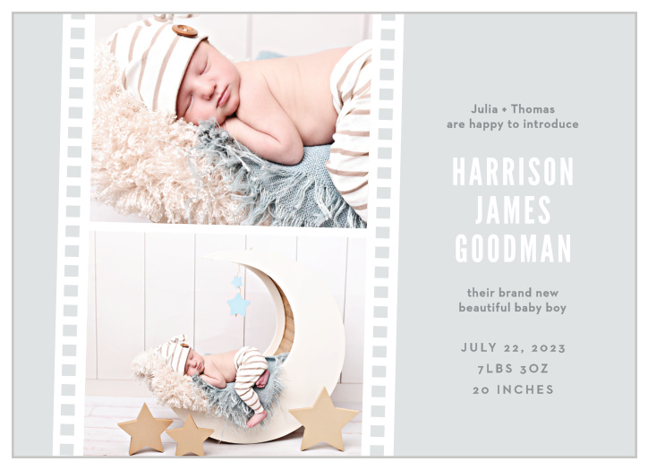 Share the joy of your child’s birth with your friends and family with our Bringing Up Baby Birth Announcements.