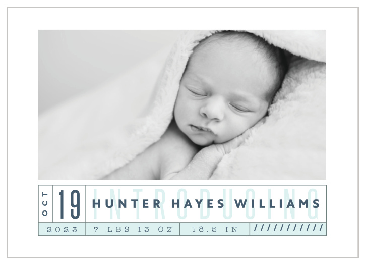 Share your joy with all your friends and loved ones with the Varsity Blues Birth Announcement.