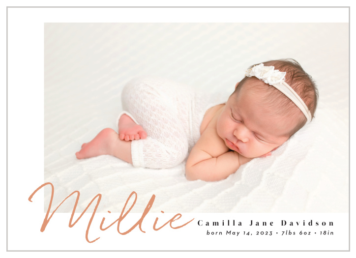 Our Sweet Signature Foil Birth Announcements are perfect for introducing your new bundle of joy to your family and friends.