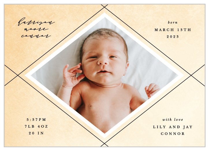 Share the joy of your child’s birth with your friends and family with our Petite Diamond Birth Announcements.