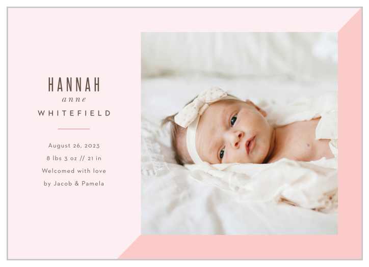 Broadcast to your closest family and friends that you have a new little one with the charming look of our Modern Diagonal Birth Announcements.