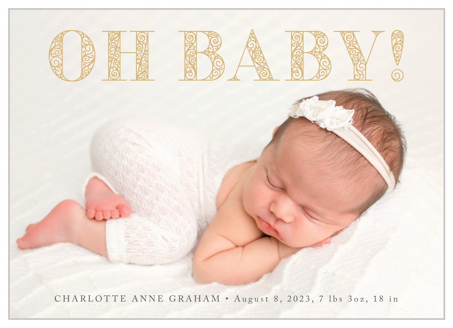 Ornate Baby Foil Birth Announcements