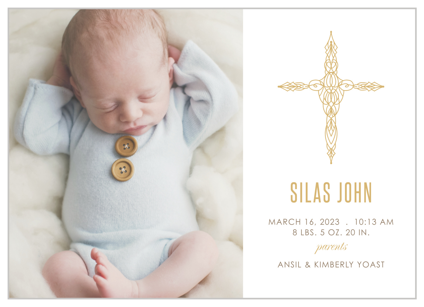 Blessings Cross Birth Announcements