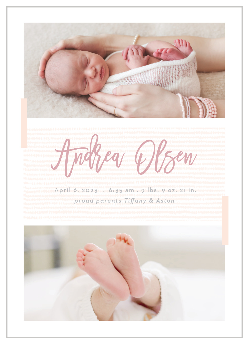 Linen Pattern Birth Announcements
