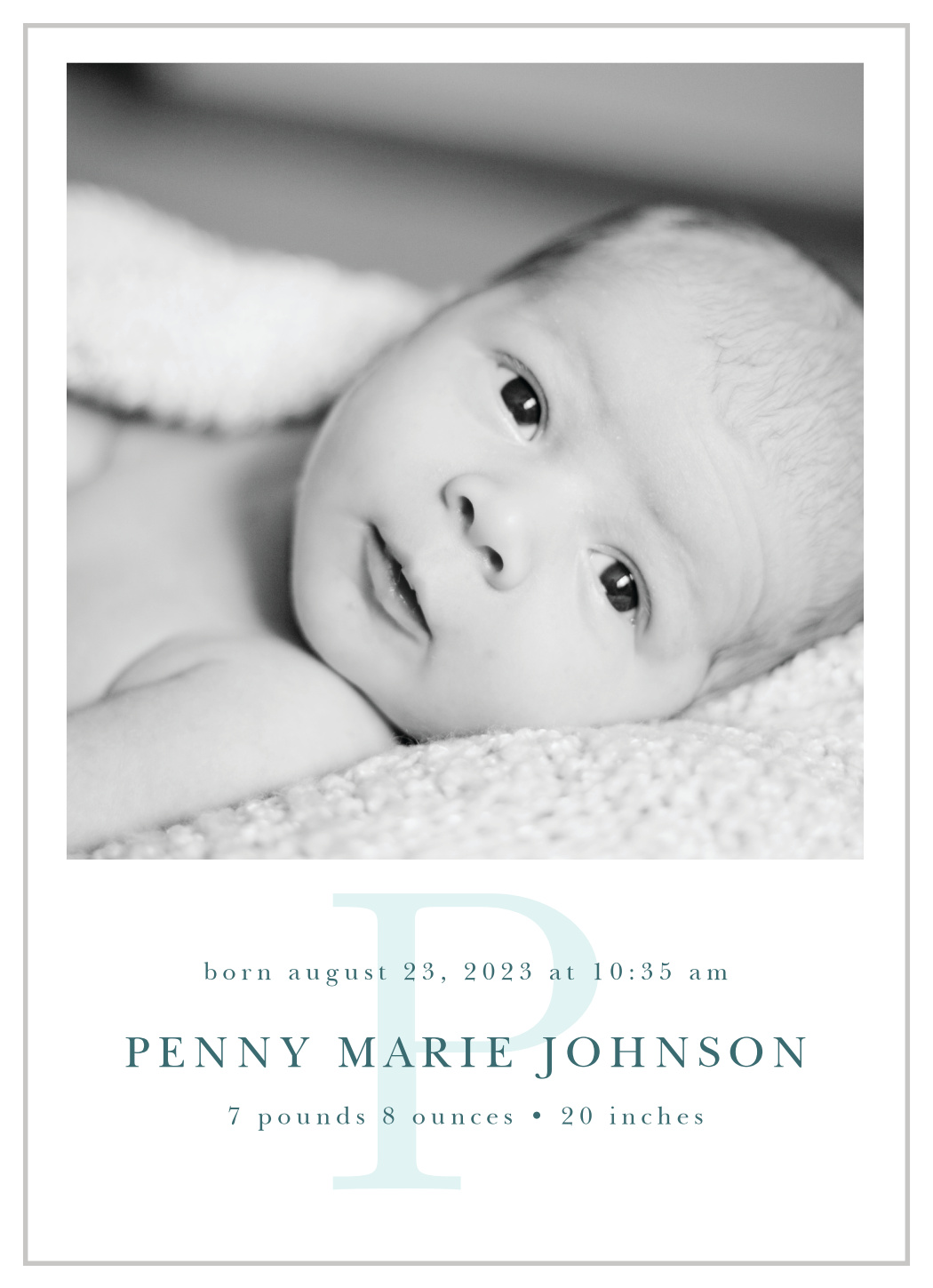 Sweet Initial Birth Announcements