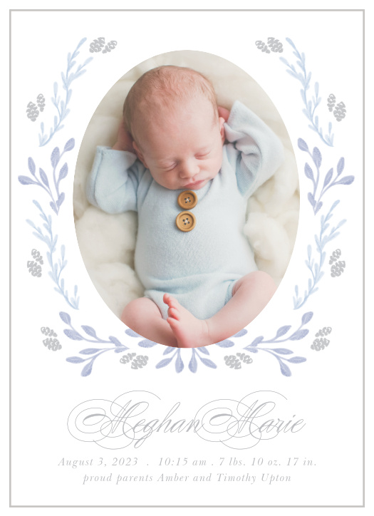 Share your joy with all your friends and loved ones with the Foraging Foliage Birth Announcement.