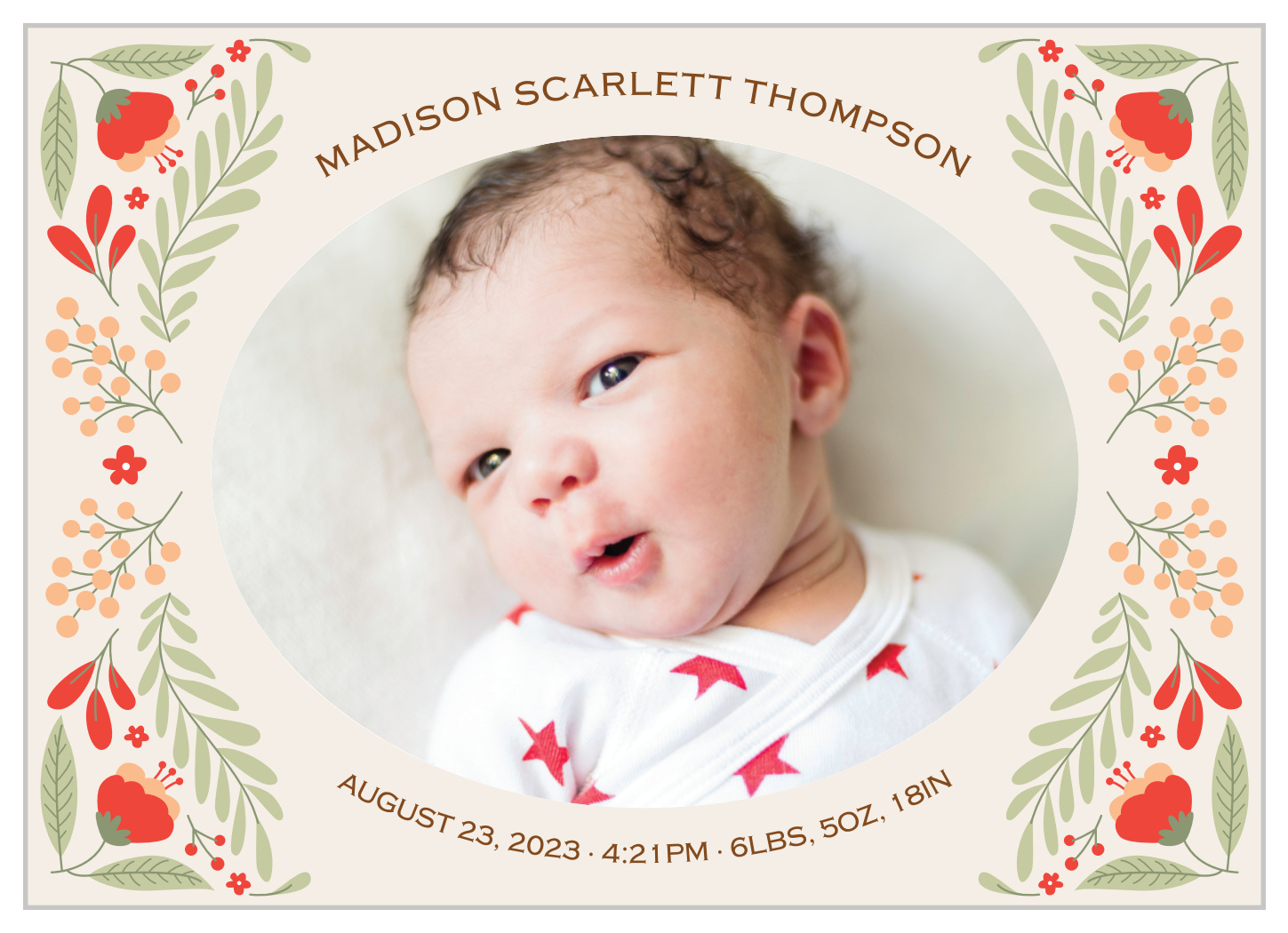 Blossoming Border Birth Announcements