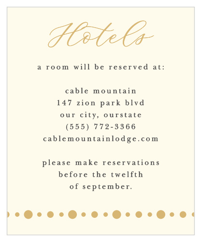 Let out-of-town friends and family know where you have booked a block of rooms with the minimalist look of our Bold Names Accommodation Cards.