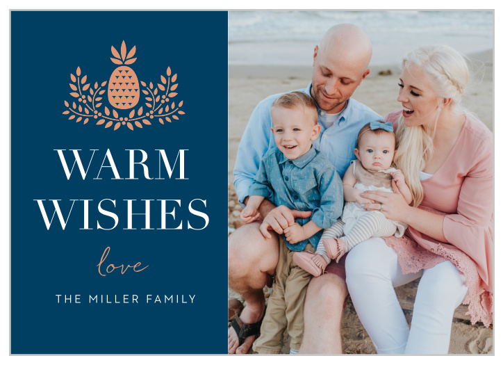 The Pineapple Wreath Holiday Card is a perfect way to send warm wishes to your loved ones this season.