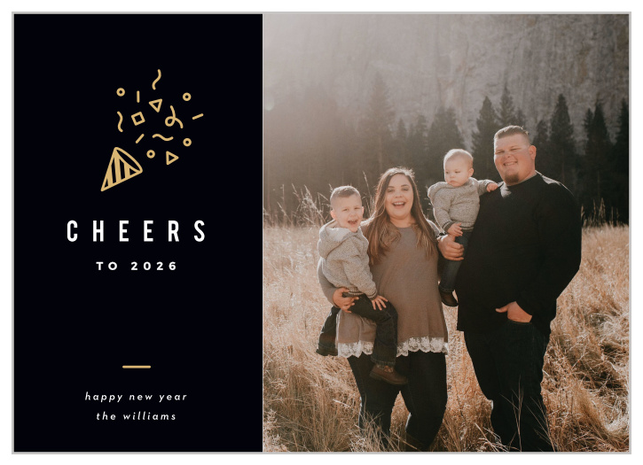 If you need a New Years' card with a dignified yet celebratory simplicity, you've come to the right place with our Confetti Cheers New Years Card.
