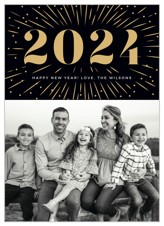 Our Firework Year New Years Cards are a modern way to ring in the new year with family and friends.