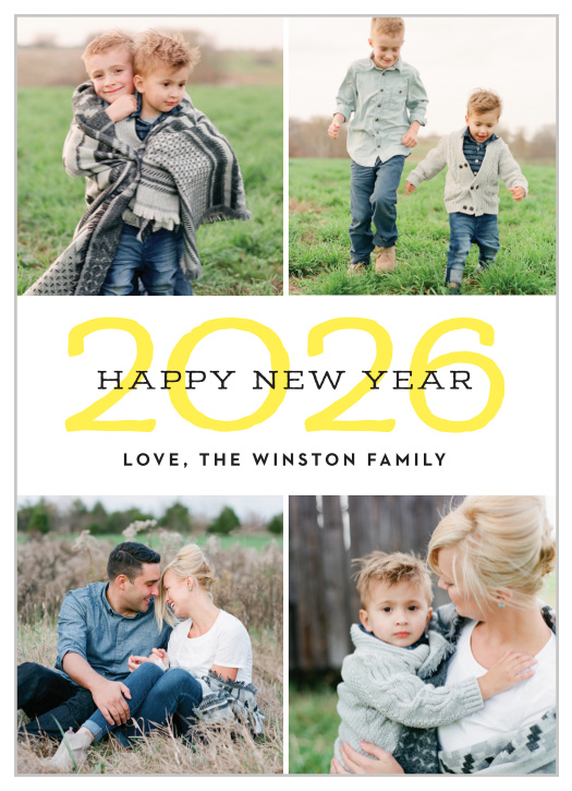 Ring in the new year with family and friends with the modern look of our Layered Year New Years Cards.