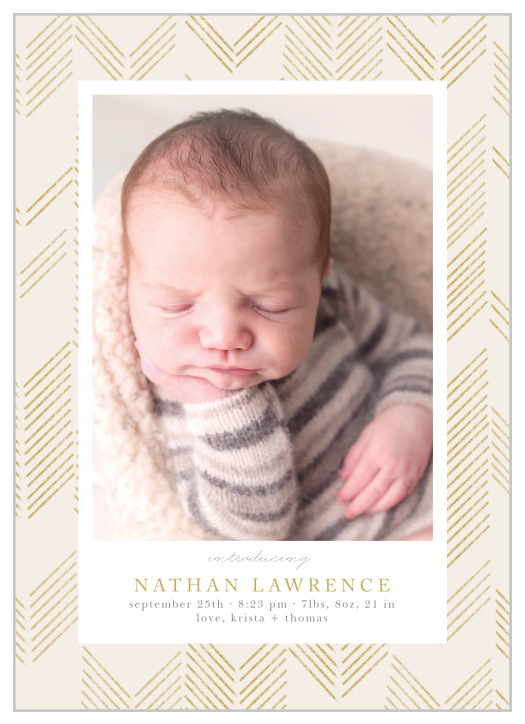 Our Brushed Chevron Birth Announcements are the perfect way to share your joy over your new addition with your friends and family.