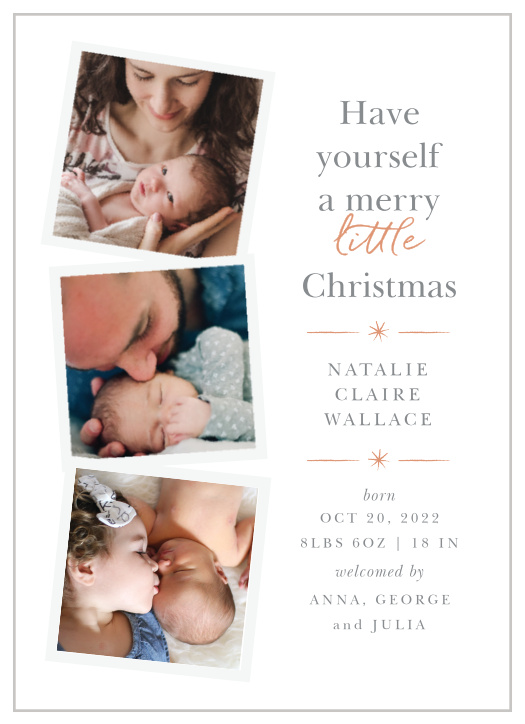 Little Snapshots Christmas Cards is a combination of two amazing reasons to celebrate - a new baby and the start of the Christmas holiday season.
