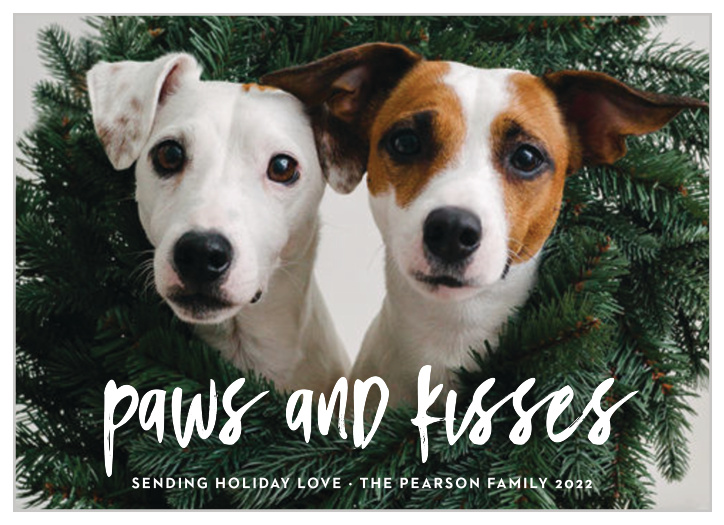 Paws and Kisses Holiday Card with an image stretched across the entire frame to showcase your joy for your furry loved one.