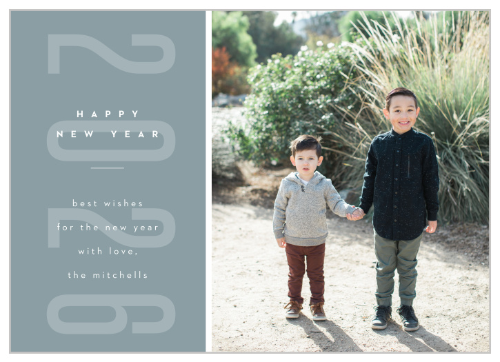Ring in the new year with our modern Side Year New Years Cards.