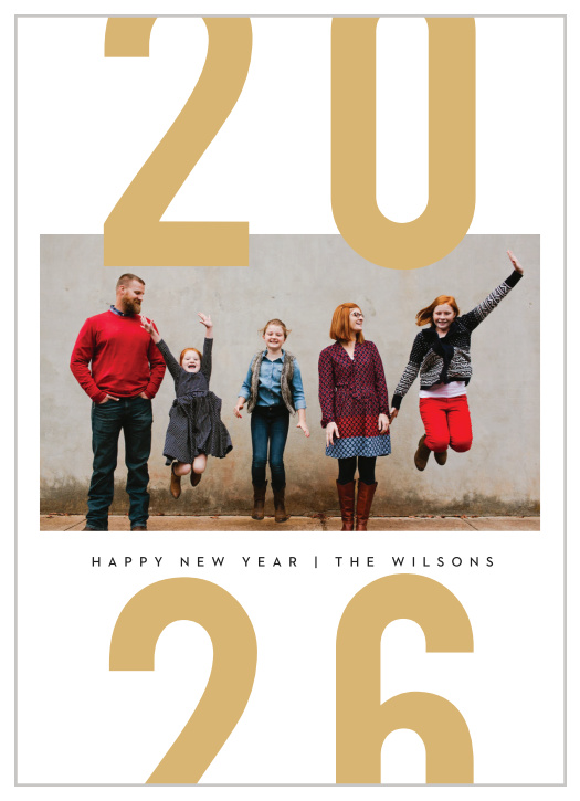 Ring in the new year with our modern Year Shift New Years Cards.