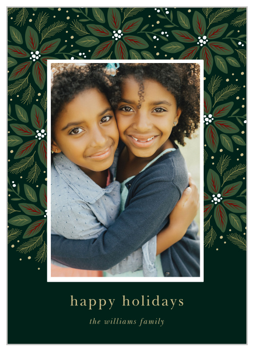 Flourish this holiday season with our Poinsettia Pattern Holiday Cards.