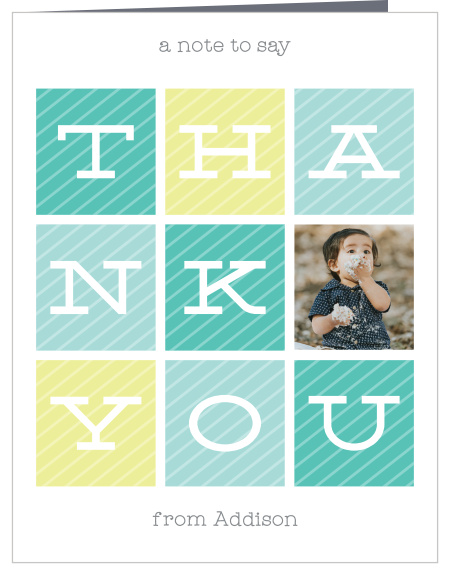Our Big Blocks First Birthday Thank You Cards are perfect for showing your appreciation for friends and family that celebrated your child's big day.