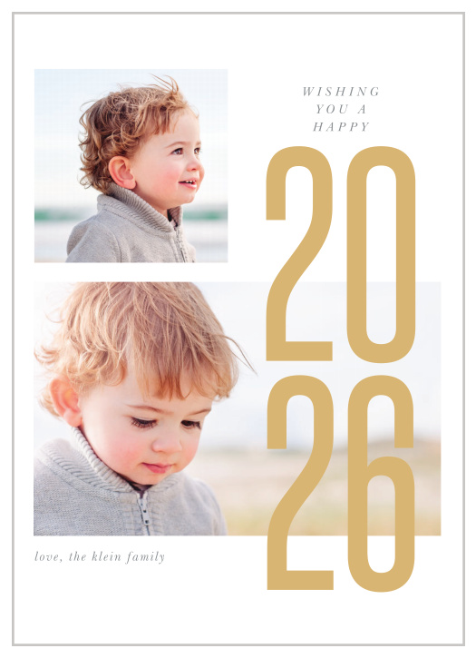 Ring in the new year with our modern Upright Year New Years Cards!