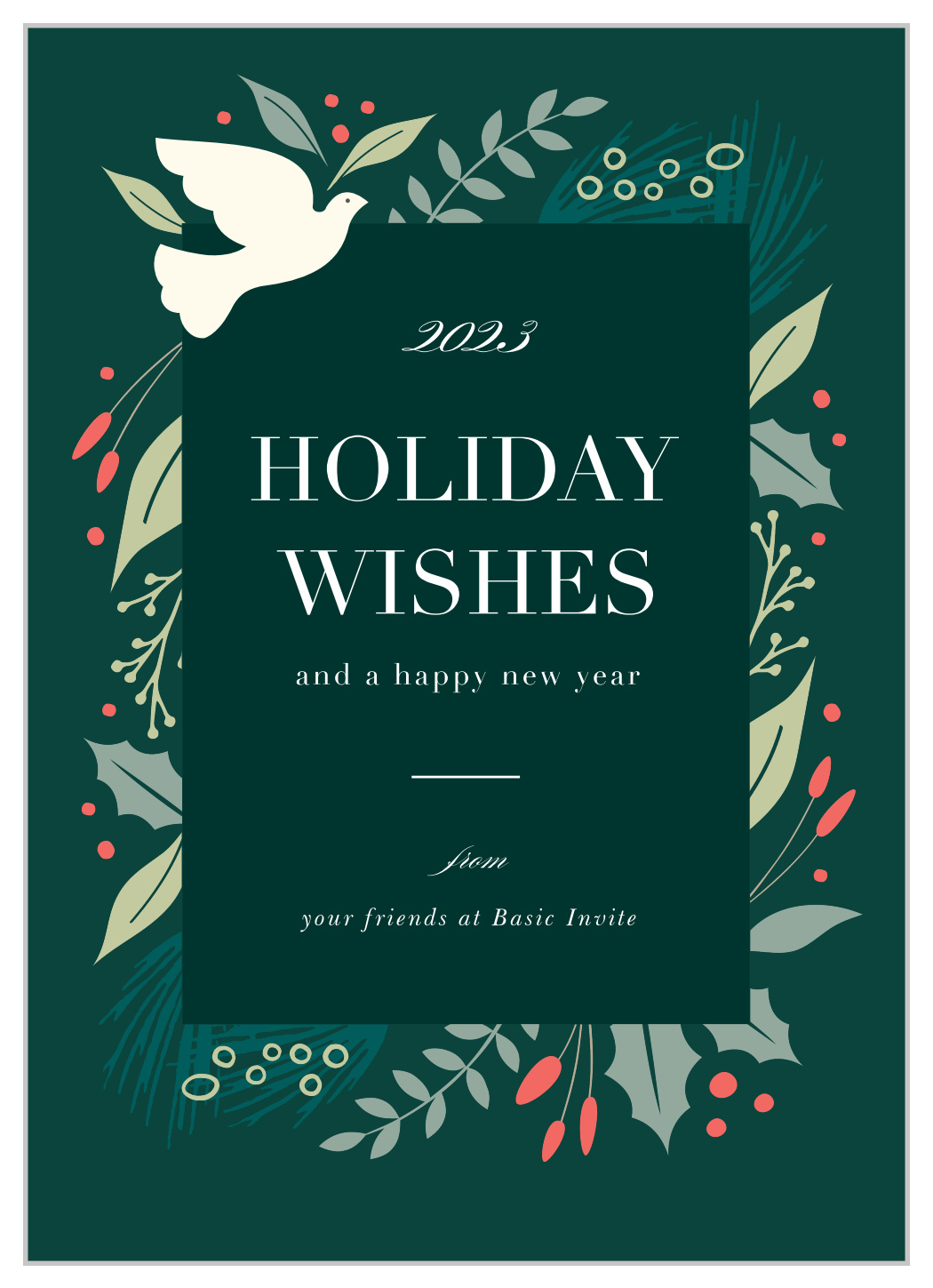 Evergreen Medley Corporate Holiday Cards By Basic Invite