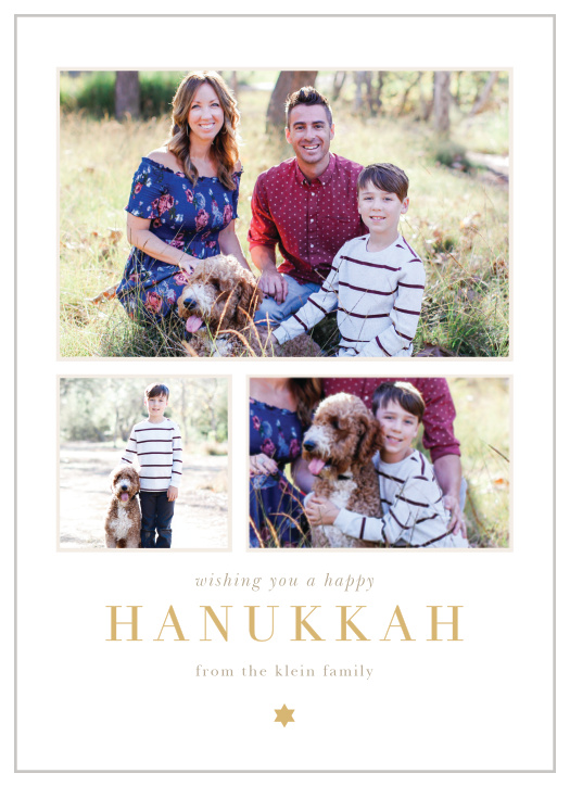 Send a warm Hanukkah greeting to your loved ones with our Dreidel Lights Hanukkah Cards!
