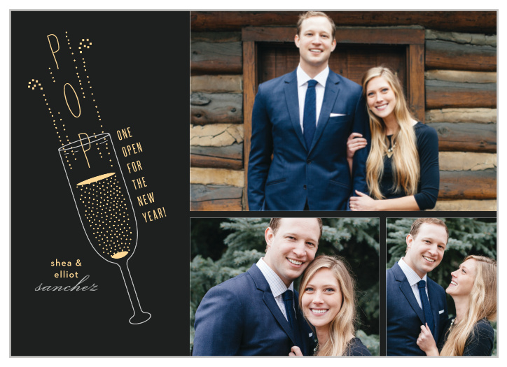 Our Pop & Fizz New Years Cards offer an elegant design to celebrate the upcoming new year.