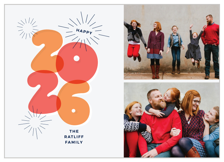 Our Poppin' New Year New Years Cards are a fun, celebratory design to introduce the upcoming year!