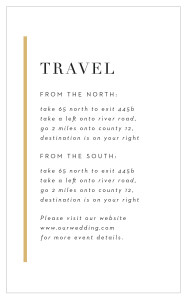 Include our Classic Sophistication Direction Cards in your wedding suite to help ensure your guests' safe and sure arrival to your venue!