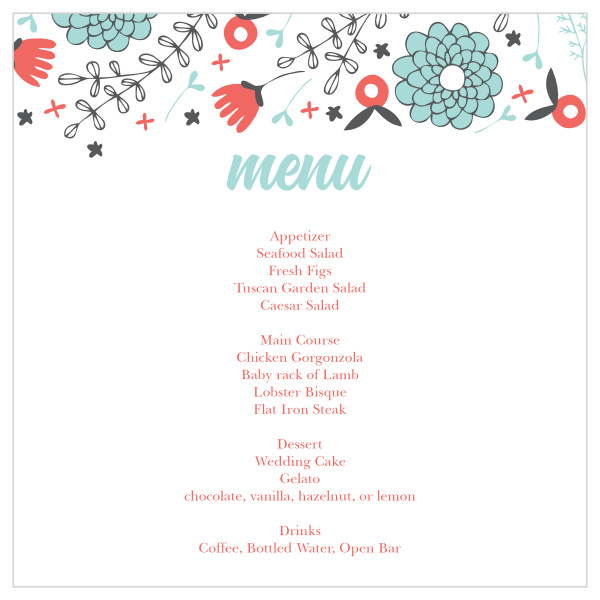 Impress your guests with this trendy and modern wedding menu.