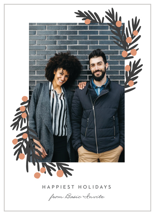 Spread the cheery spirit to both your clientele and employees with the modern look of our Pine Berries Corporate Holiday Cards.