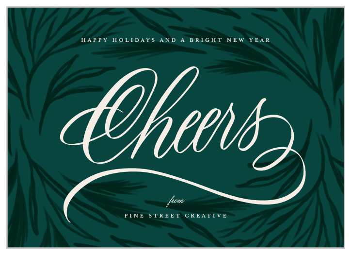 Our Cheers Script Corporate Holiday Cards are the perfect way to show your appreciation for clients and employees alike!