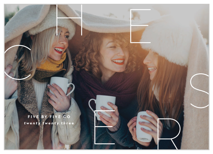 The modern look of our Cheers Overlay Corporate Holiday Cards is wonderful for showing your gratitude for your employees and clients this season.