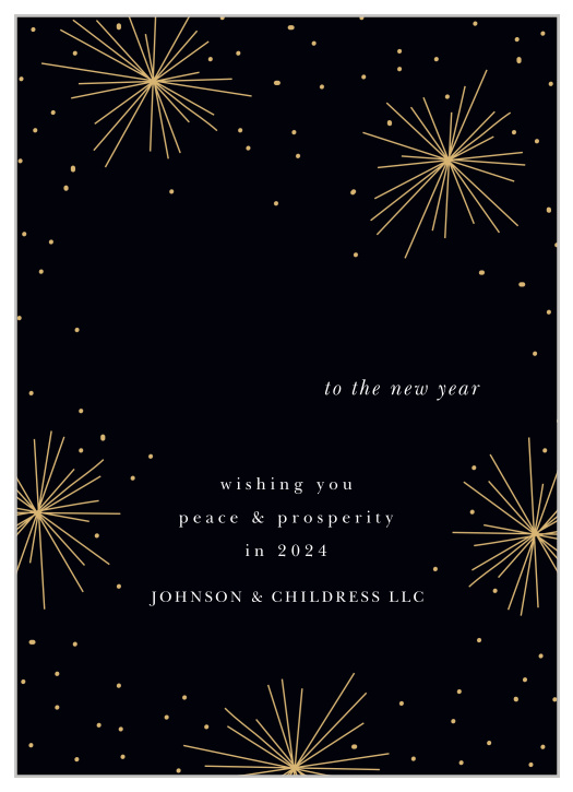 Choose a cheerful design like Cheery Sparklers Corporate New Years Cards to show your appreciation for your employees and clientele!