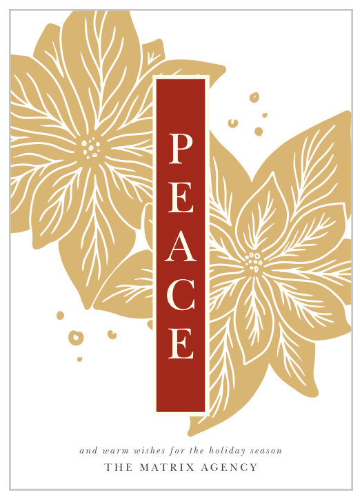 Our Golden Poinsettia Corporate Holiday Cards are the perfect way to show your appreciation for clients and employees alike!