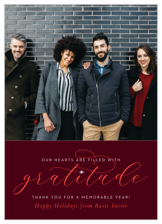 Our Great Gratitude Corporate Holiday Cards are simple but festive greeting cards that are fully customizable.