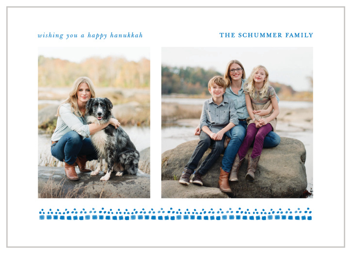 Celebrate another year of Hanukkah with our Watercolor Blue Dots Hanukkah Cards!