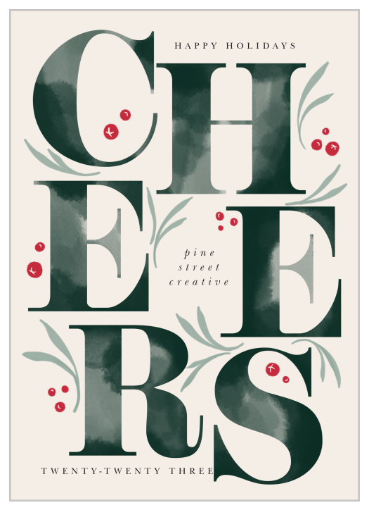 Our Stacked Cheers Corporate Holiday Cards are the perfect way to share your appreciation of your clients and employees alike!