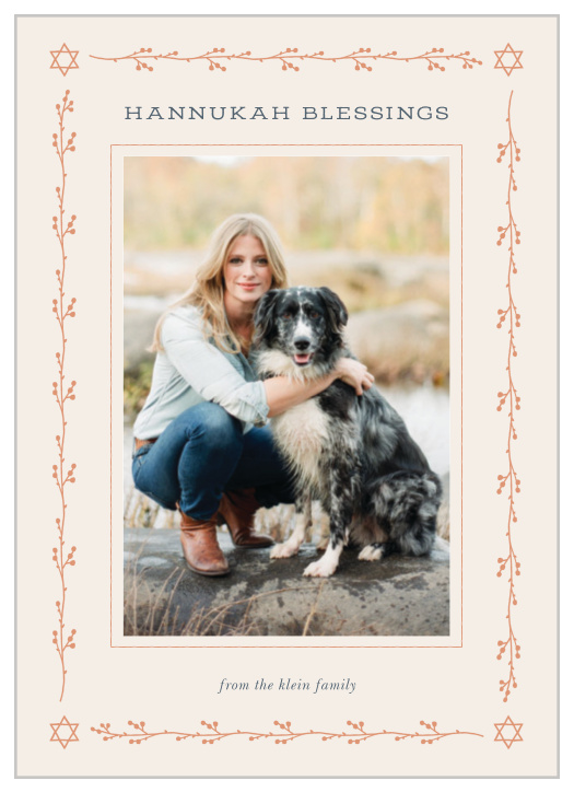 The classic look of our Copper Fields Hanukkah Cards is a wonderful way to send cheery spirit to family and friends this season.