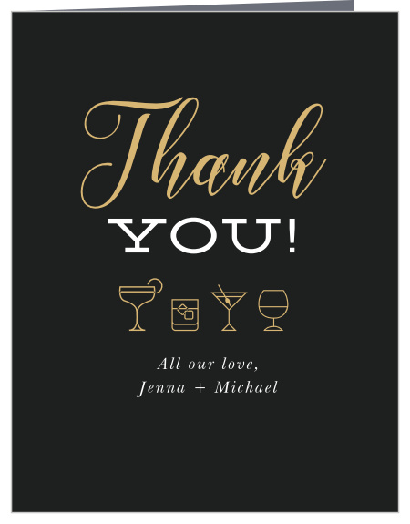 Let your family and friends know how much you appreciate them for celebrating with you with our Bar Essentials Bridal Shower Thank You Cards.