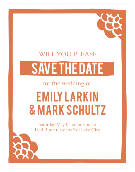 The Flowering Couple Save the Date card has a modern yet classy design that is fully customizable.