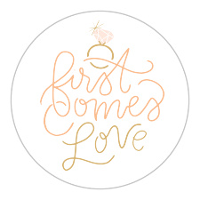 Our First Comes Love Bridal Shower Stickers are the perfect finishing touch to your bridal shower preparations!