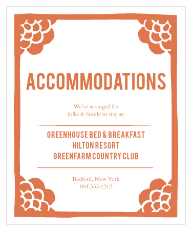 Make things too easy for your guests by providing them with this fully customizable Accommodation card.