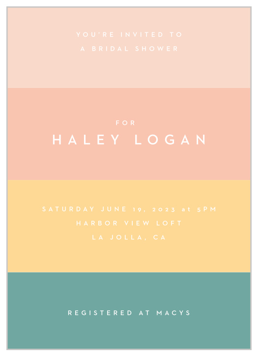 The classic look of our La Palette Bridal Shower Invitations is a lovely way to bring close friends and family together to shower the bride-to-be.