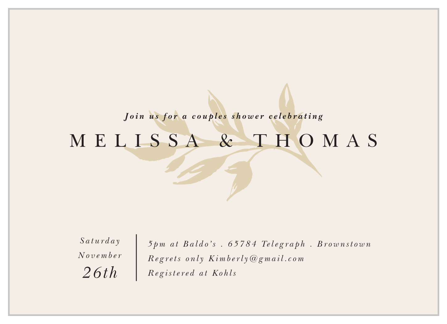 Leafy Watermark Bridal Shower Invitations