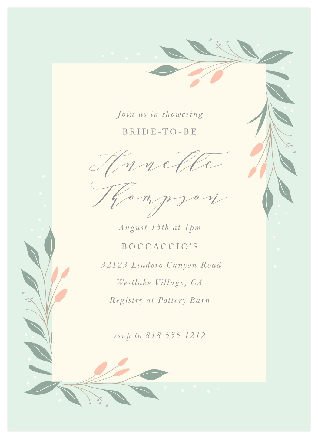 Beguiled Garden Bridal Shower Invitations