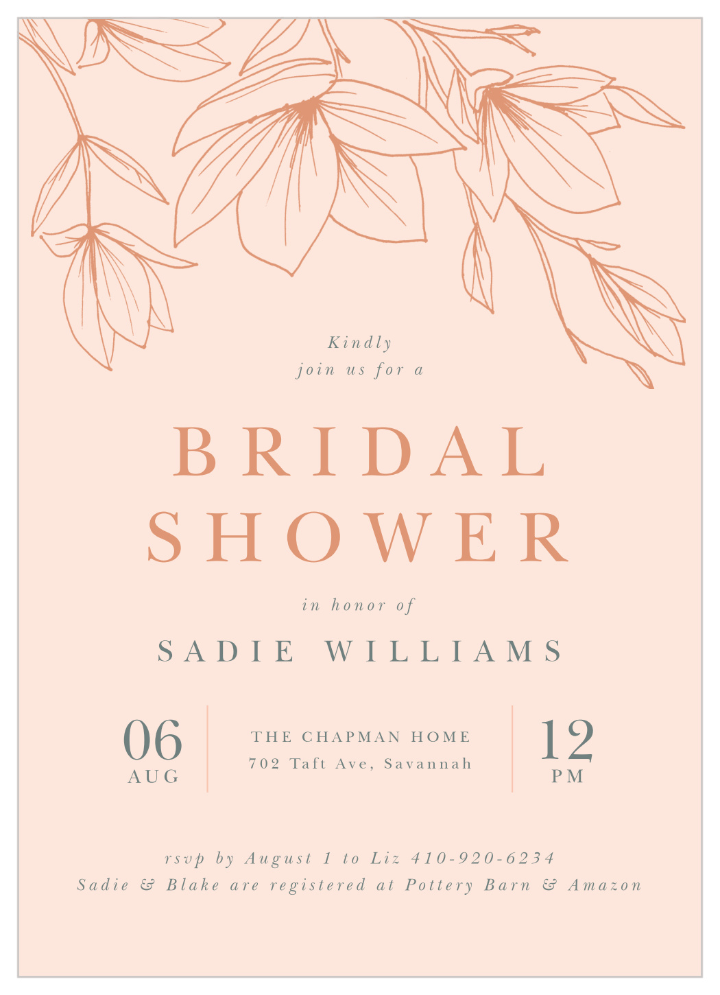Magnolia Branches Bridal Shower Invitations