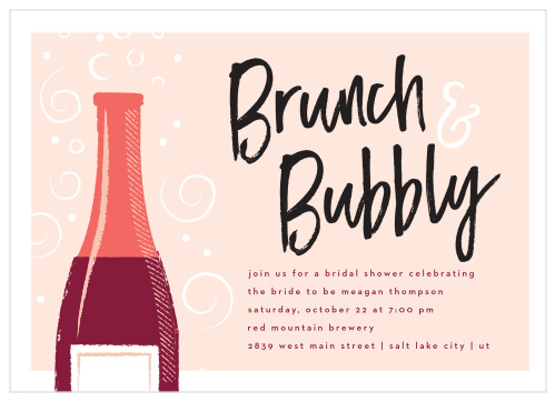 Gather your closest friends and family together to celebrate the bride with our Brunch Bubbly Bridal Shower Invitations.