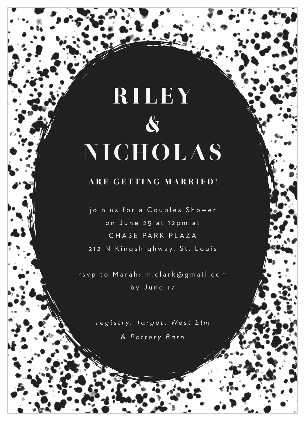 Speckled Art Bridal Shower Invitations by Basic Invite